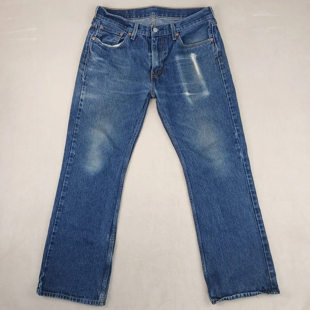 Levis 527 33x30 Mens Jeans Bootcut Cowboy **Actual 32x28 ** Cool Fading FLAW